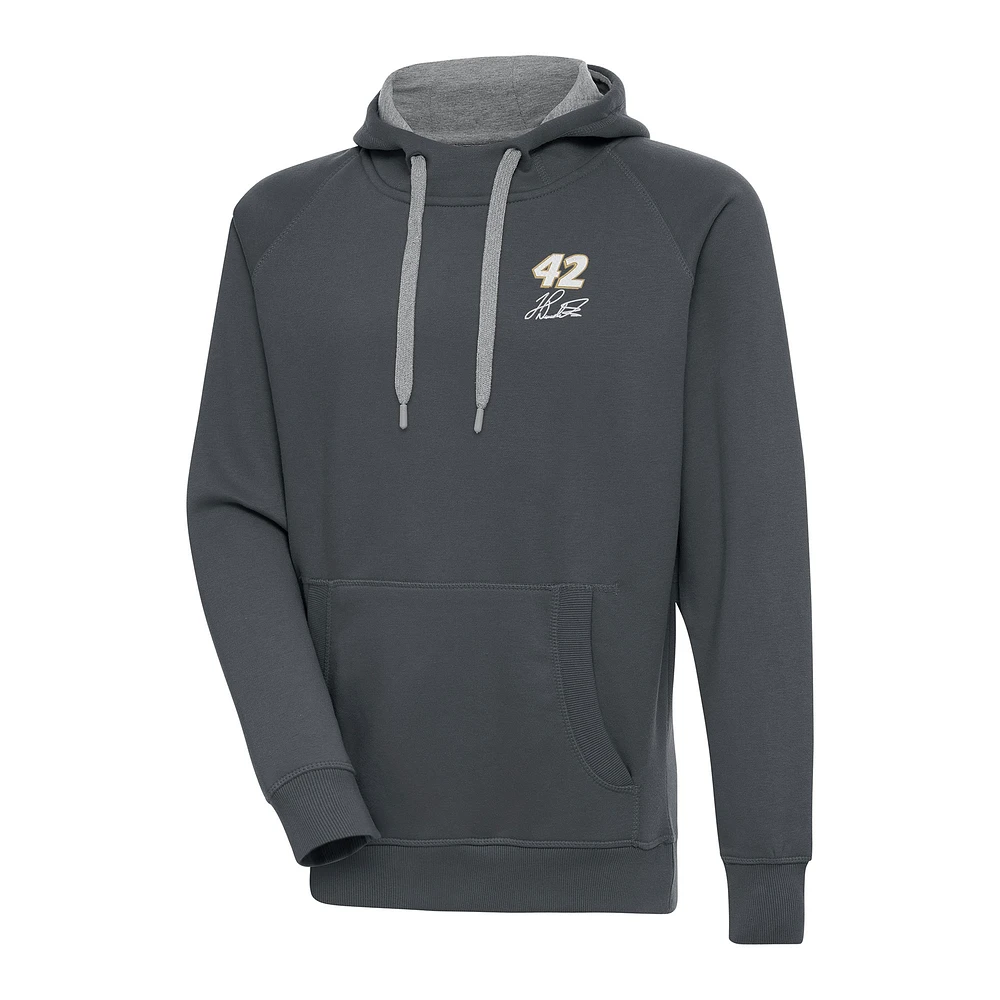 Men's Antigua Charcoal John Hunter Nemechek Victory Pullover Hoodie