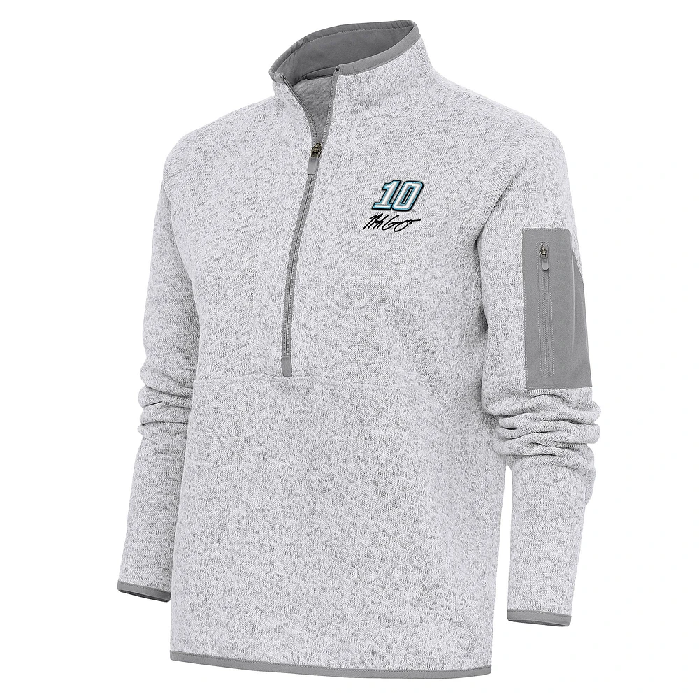 Women's Antigua Heather Gray Noah Gragson Fortune Half-Zip Pullover Jacket