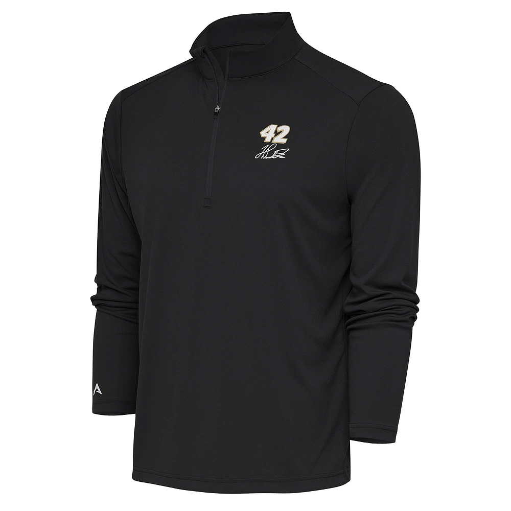 Men's Antigua Charcoal John Hunter Nemechek Tribute Quarter-Zip Pullover Top