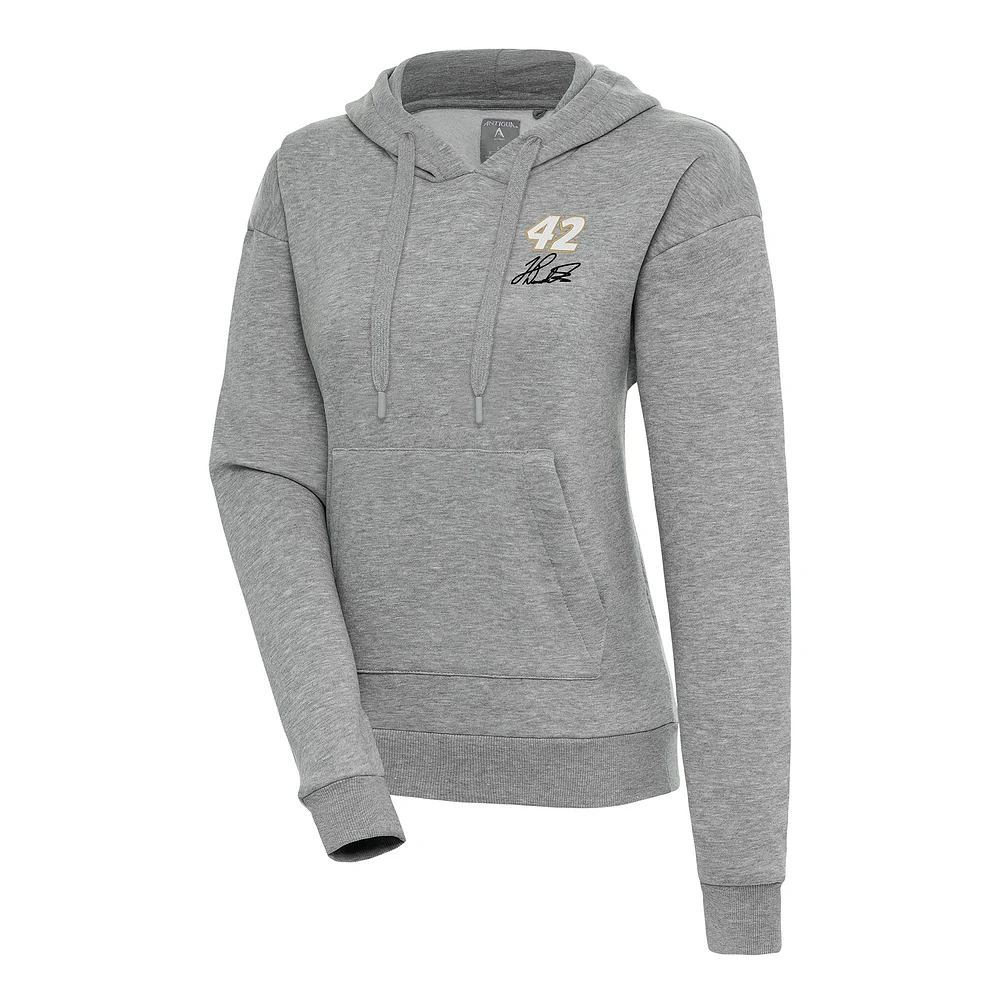 Women's Antigua Heather Gray John Hunter Nemechek Victory Pullover Hoodie