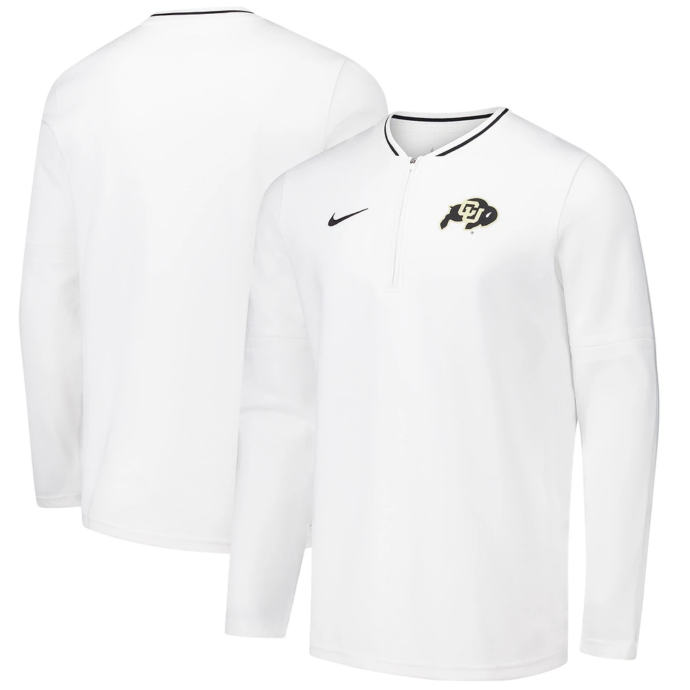 Men's Nike White Colorado Buffaloes Coaches Quarter-Zip Jacket