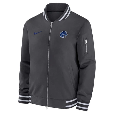 Men's Nike Anthracite Boise State Broncos Full-Zip Bomber Jacket