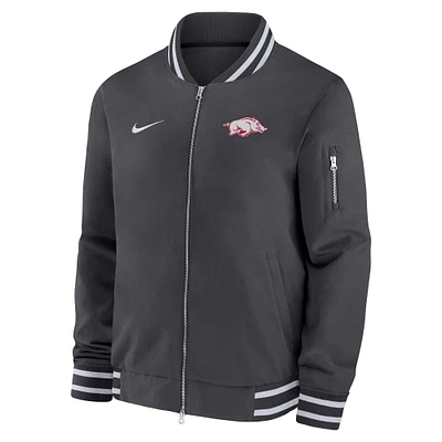 Men's Nike Anthracite Arkansas Razorbacks Full-Zip Bomber Jacket