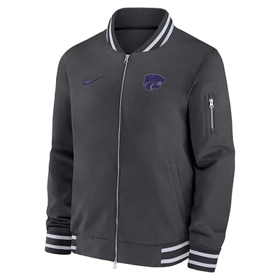 Men's Nike Anthracite Kansas State Wildcats Full-Zip Bomber Jacket
