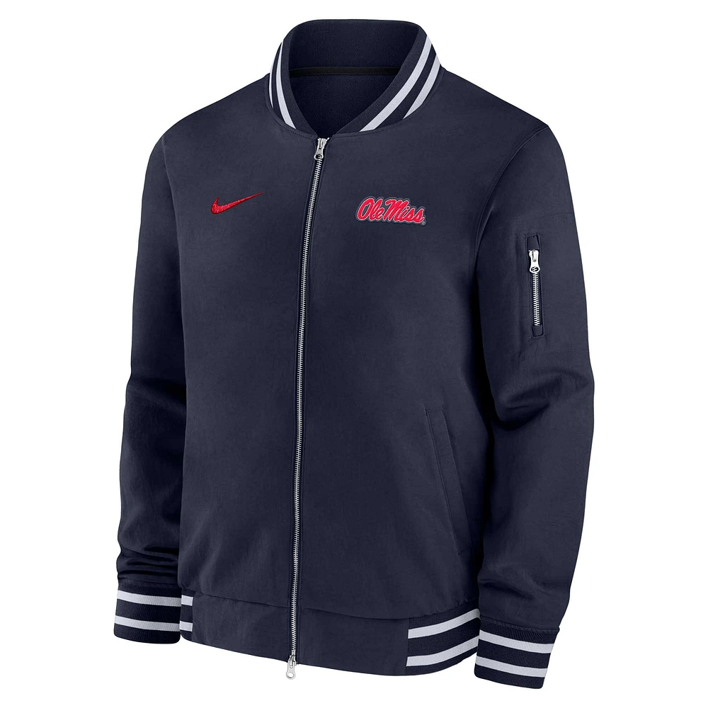Men's Nike Navy Ole Miss Rebels Full-Zip Bomber Jacket