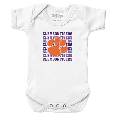 Newborn & Infant Chad Jake White Clemson Tigers Retro Bodysuit