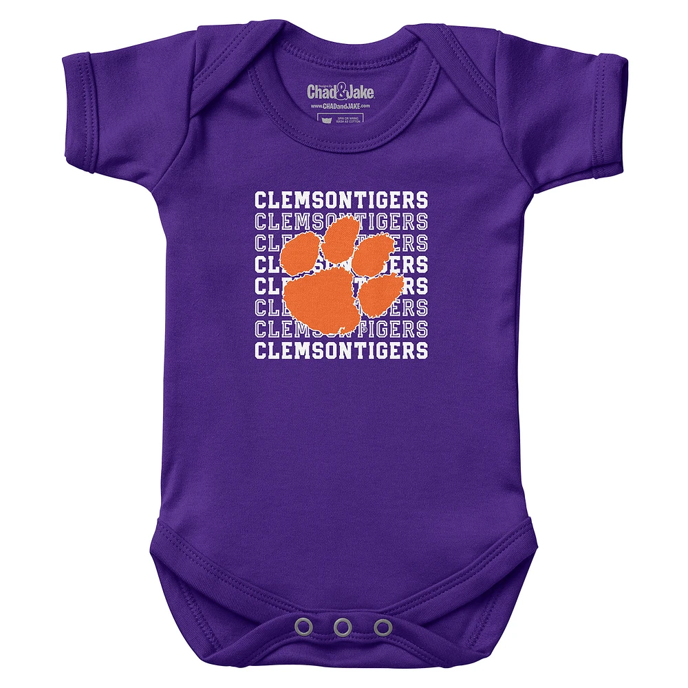 Newborn & Infant Chad Jake Purple Clemson Tigers Retro Bodysuit