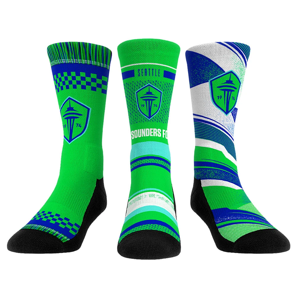 Unisex Rock Em Socks Rave Green Seattle Sounders FC Three-Pack Crew Set