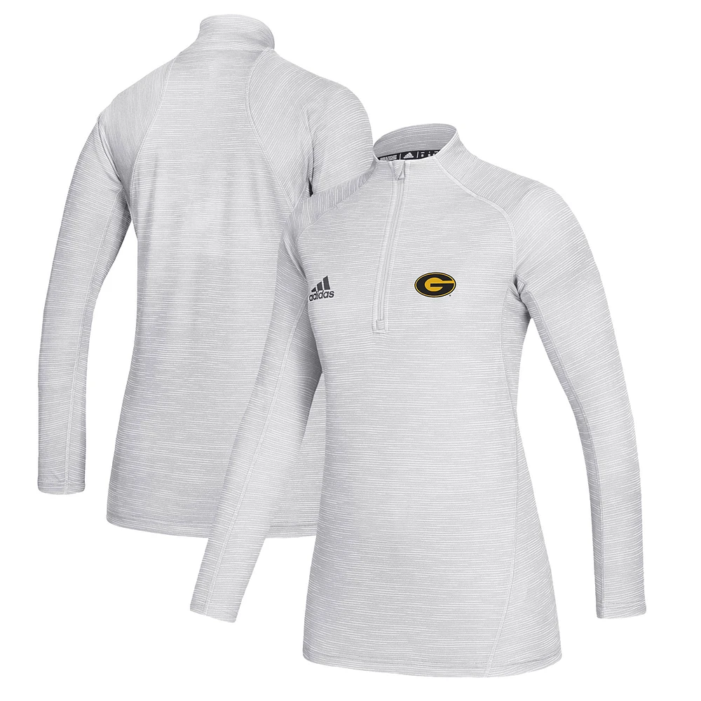 Women's adidas White Grambling Tigers Game Mode Performance Quarter-Zip Pullover Top