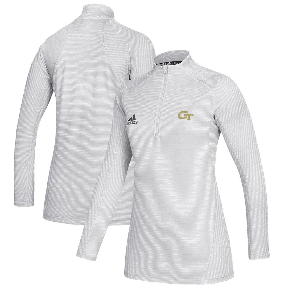 Women's adidas White Georgia Tech Yellow Jackets Game Mode Performance Quarter-Zip Pullover Top