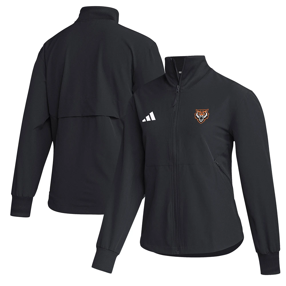 Women's adidas Black Idaho State Bengals Sideline Travel Woven Full-Zip Jacket