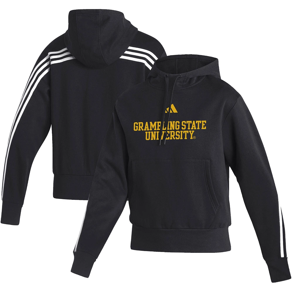 Women's adidas Black Grambling Tigers Sideline Fashion Pullover Hoodie