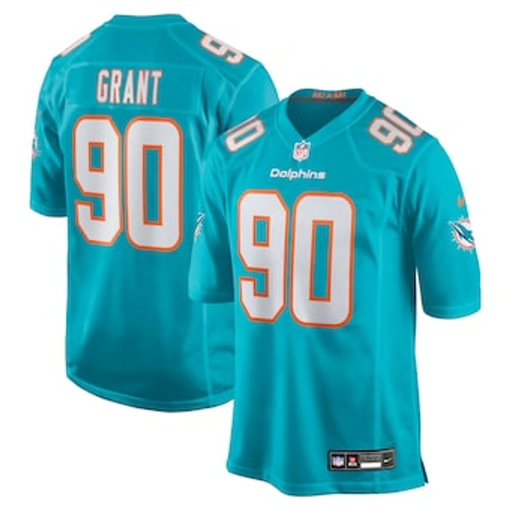 Men's Nike Kenneth Grant Aqua Miami Dolphins 2025 NFL Draft First Round Pick Game Jersey