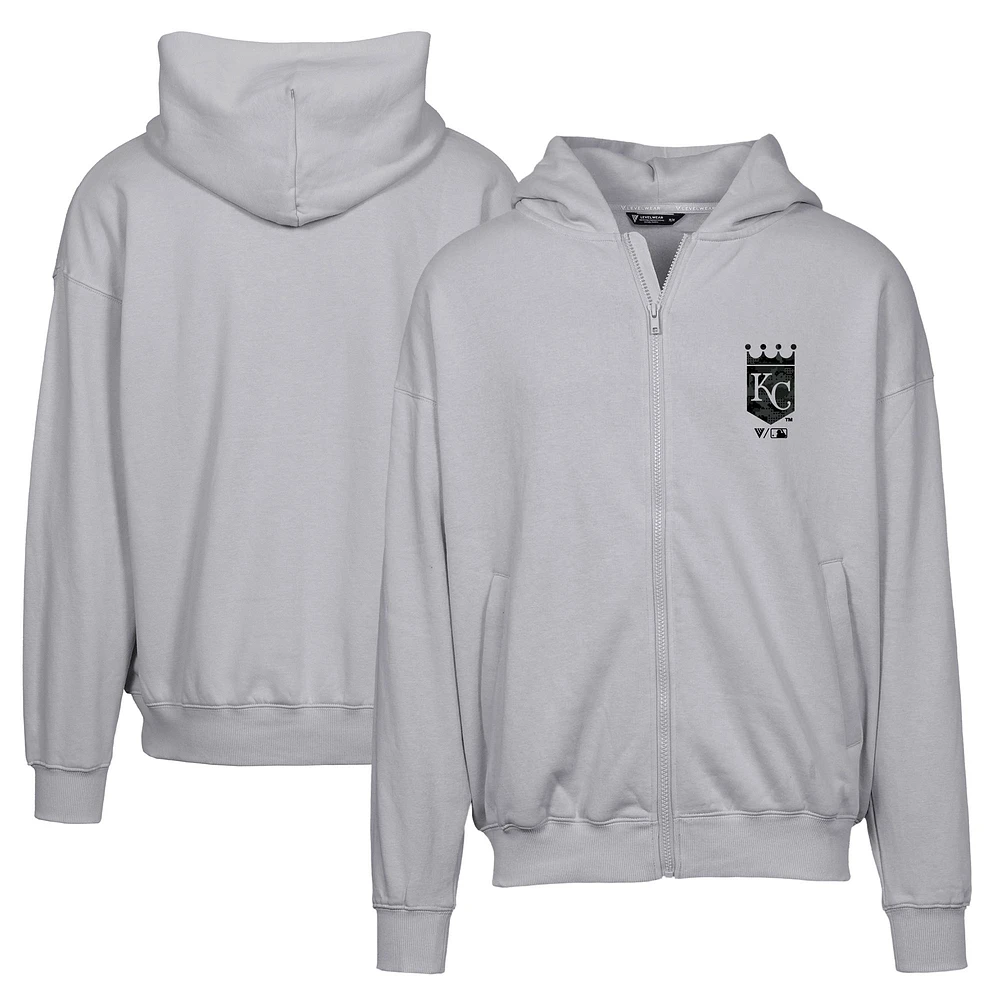 Men's Levelwear Gray Kansas City Royals Uphill Digital Camo Full-Zip Hoodie