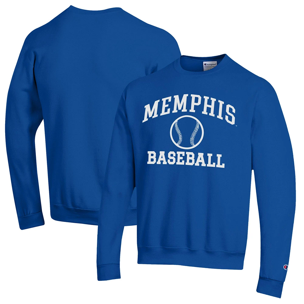 Men's Champion Royal Memphis Tigers Icon Baseball Powerblend Pullover Sweatshirt
