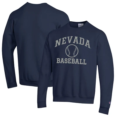 Men's Champion Navy Nevada Wolf Pack Icon Baseball Powerblend Pullover Sweatshirt
