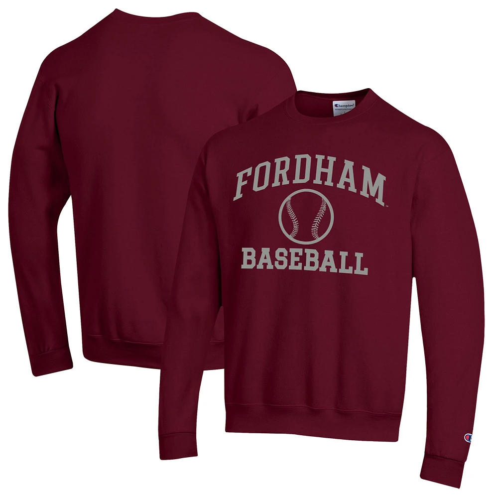 Men's Champion Maroon Fordham Rams Icon Baseball Powerblend Pullover Sweatshirt