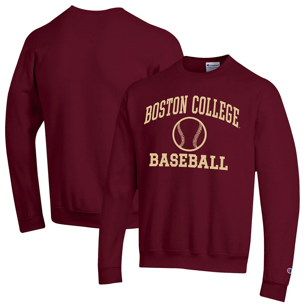 Men's Champion Maroon Boston College Eagles Icon Baseball Powerblend Pullover Sweatshirt