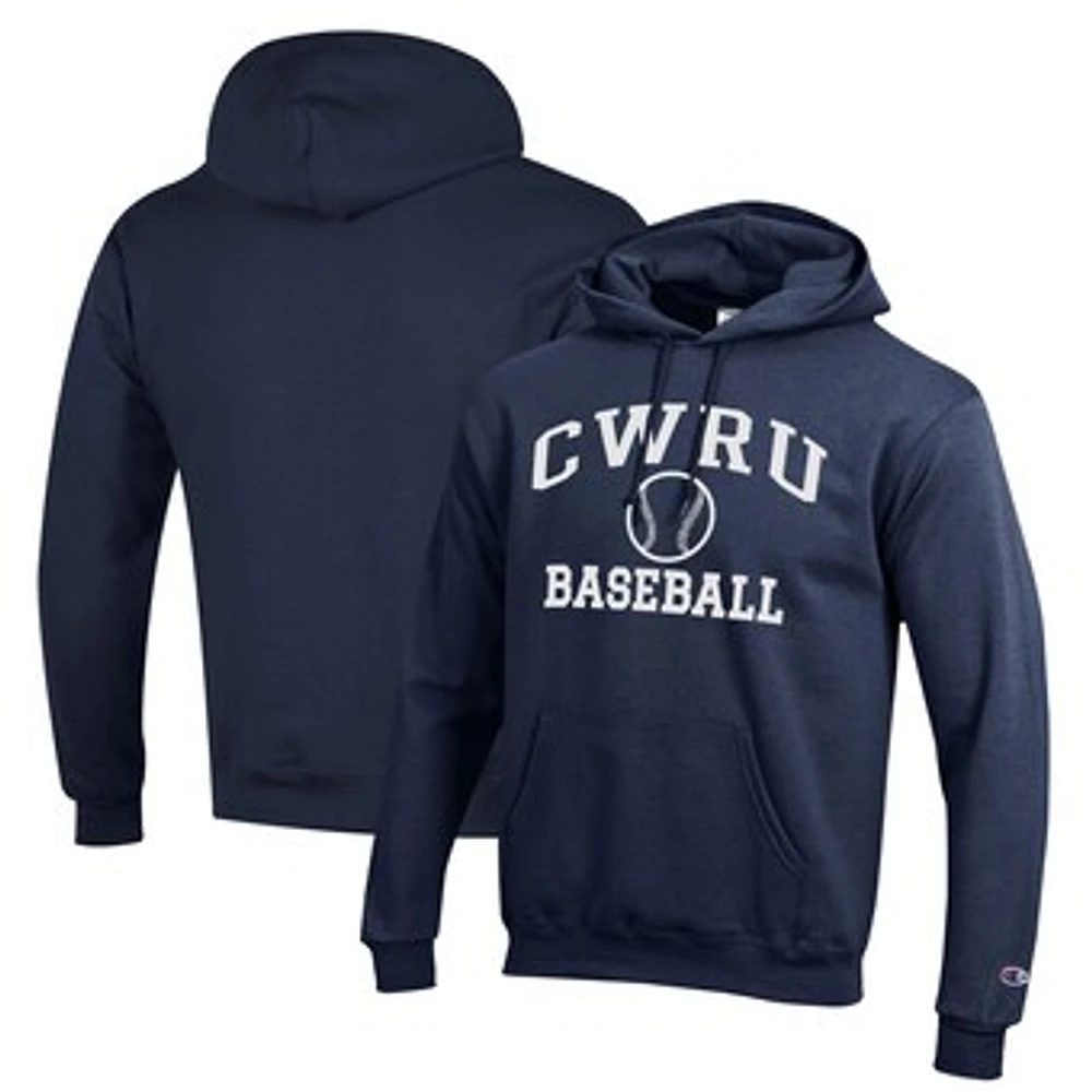 Men's Champion Navy Case Western Reserve Spartans Icon Baseball Powerblend Pullover Hoodie