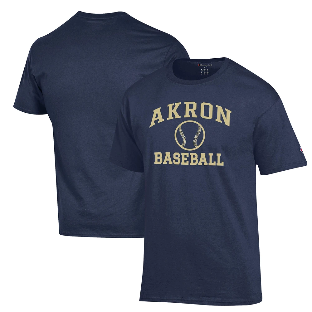 Men's Champion Navy Akron Zips Icon Baseball T-Shirt