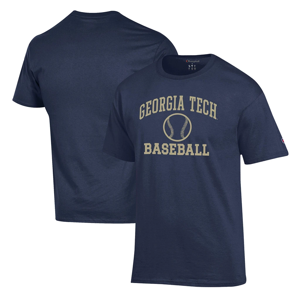 Men's Champion Navy Georgia Tech Yellow Jackets Icon Baseball T-Shirt