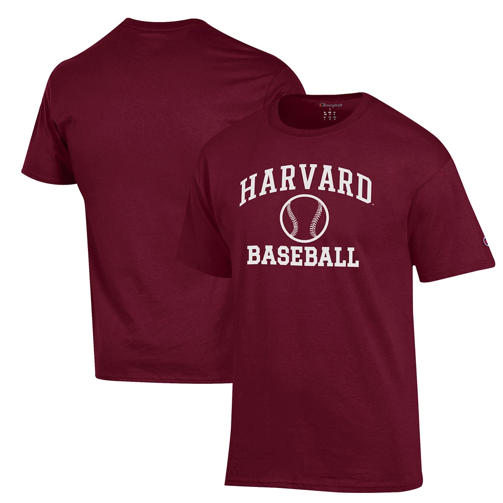 Men's Champion Crimson Harvard Icon Baseball T-Shirt