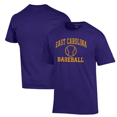 Men's Champion Purple ECU Pirates Icon Baseball T-Shirt