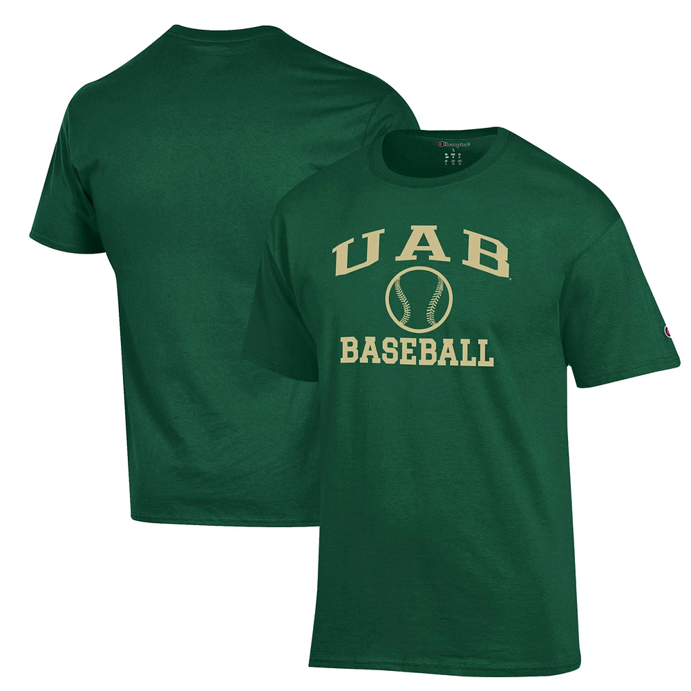 Men's Champion Green UAB Blazers Icon Baseball T-Shirt