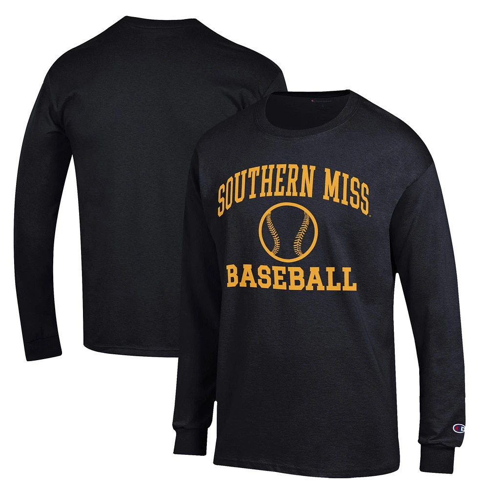 Men's Champion Black Southern Miss Golden Eagles Icon Baseball Long Sleeve T-Shirt