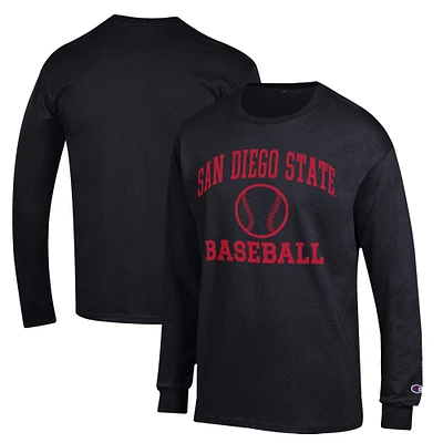 Men's Champion Black San Diego State Aztecs Icon Baseball Long Sleeve T-Shirt