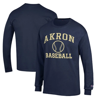 Men's Champion Navy Akron Zips Icon Baseball Long Sleeve T-Shirt