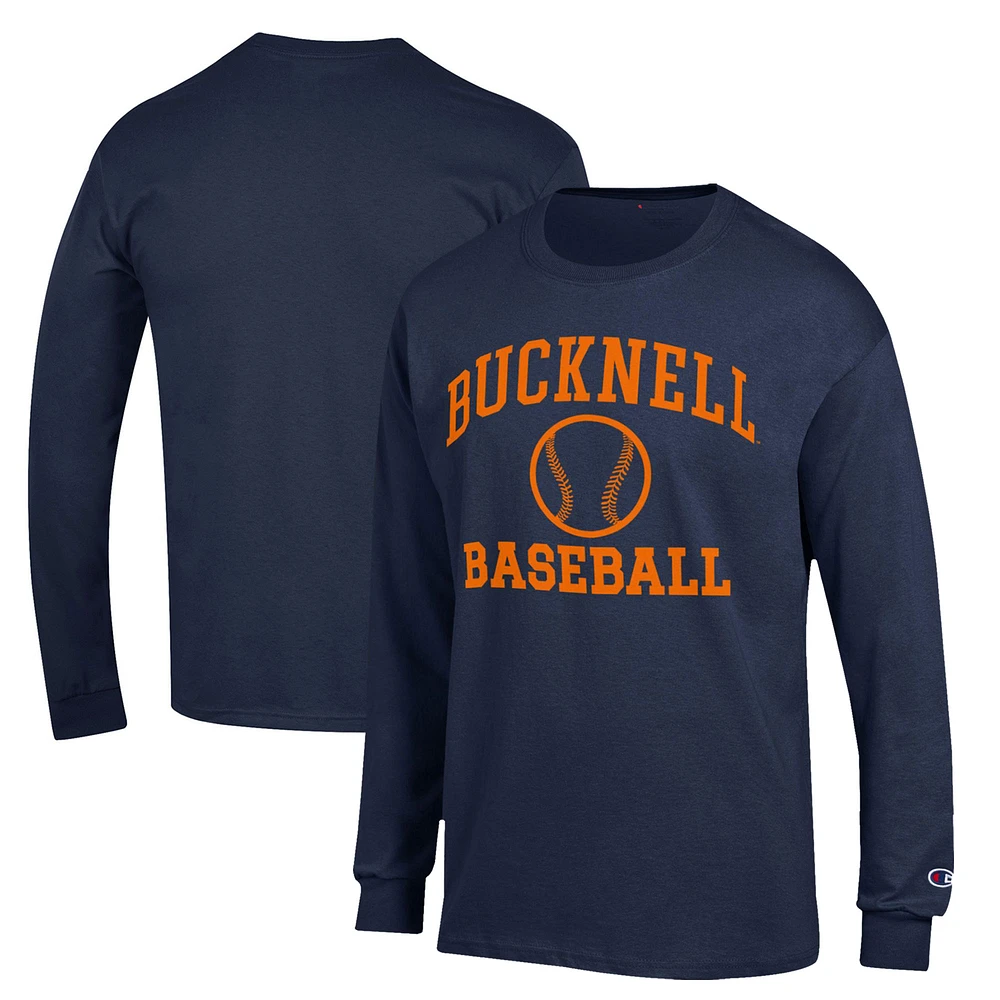 Men's Champion Navy Bucknell Bison Icon Baseball Long Sleeve T-Shirt
