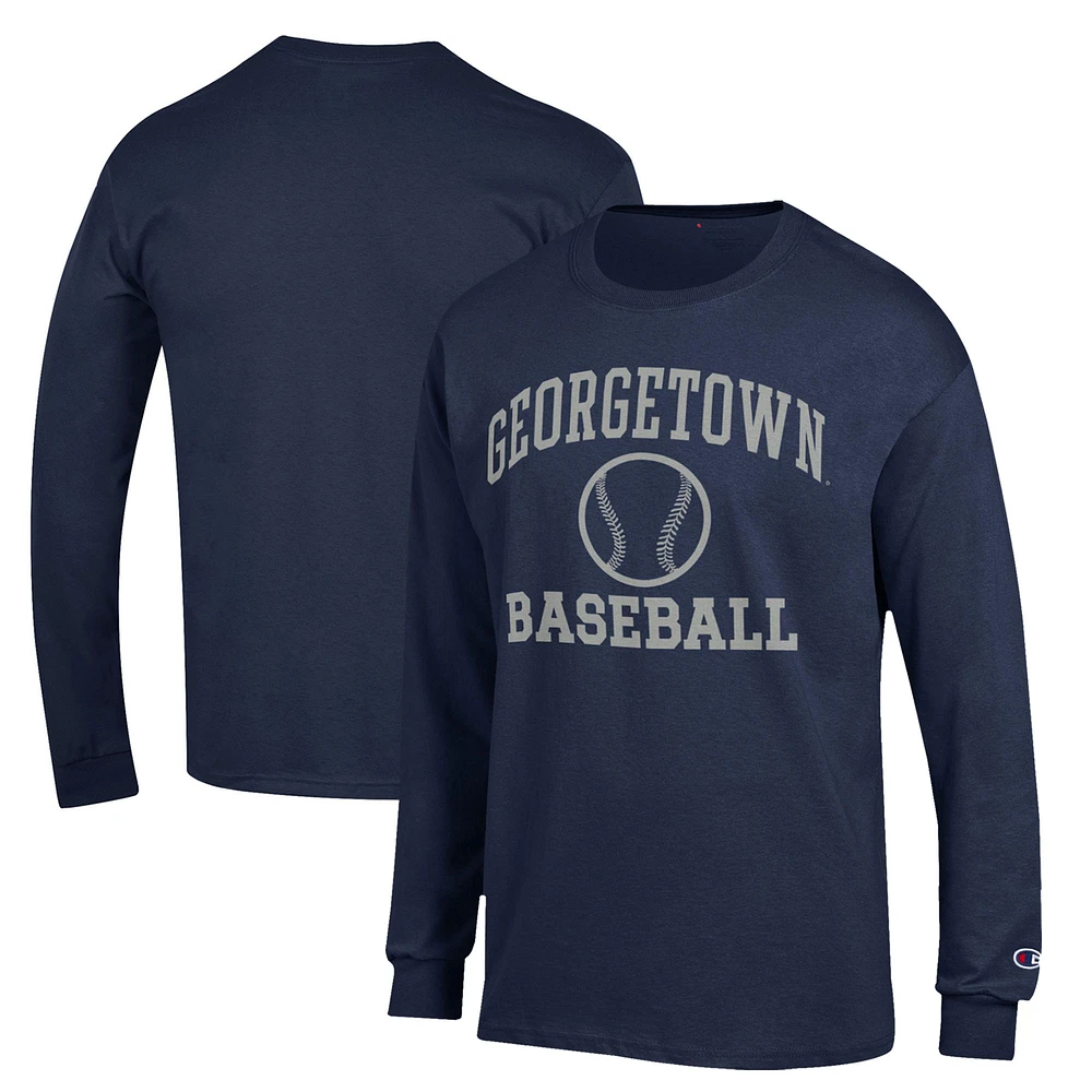 Men's Champion Navy Georgetown Hoyas Icon Baseball Long Sleeve T-Shirt
