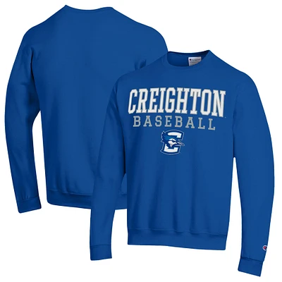 Men's Champion Blue Creighton Bluejays Stack Baseball Powerblend Pullover Sweatshirt