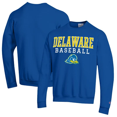 Men's Champion Royal Delaware Fightin' Blue Hens Stack Baseball Powerblend Pullover Sweatshirt