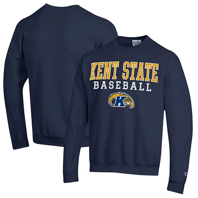 Men's Champion Navy Kent State Golden Flashes Stack Baseball Powerblend Pullover Sweatshirt