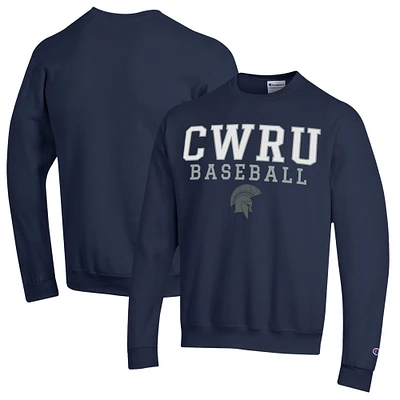 Men's Champion Navy Case Western Reserve Spartans Stack Baseball Powerblend Pullover Sweatshirt