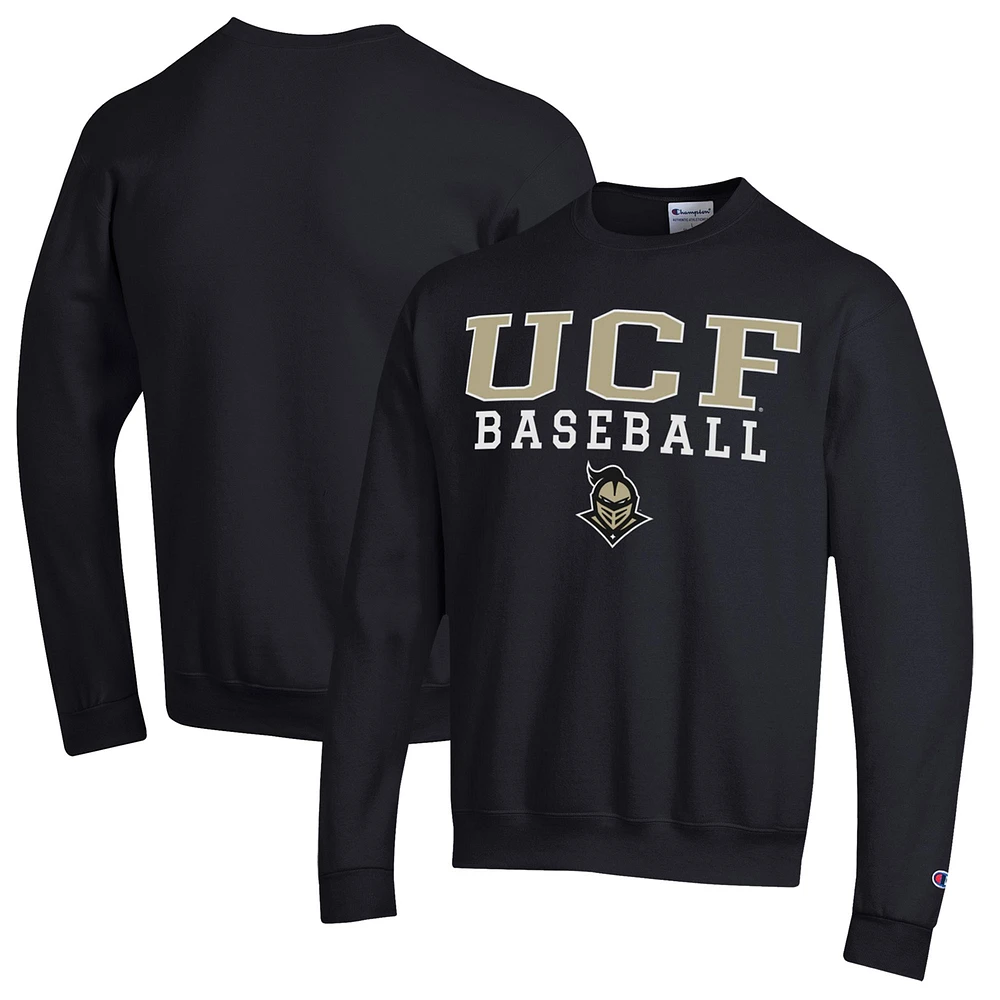 Men's Champion Black UCF Knights Stack Baseball Powerblend Pullover Sweatshirt