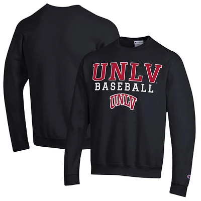 Men's Champion Black UNLV Rebels Stack Baseball Powerblend Pullover Sweatshirt