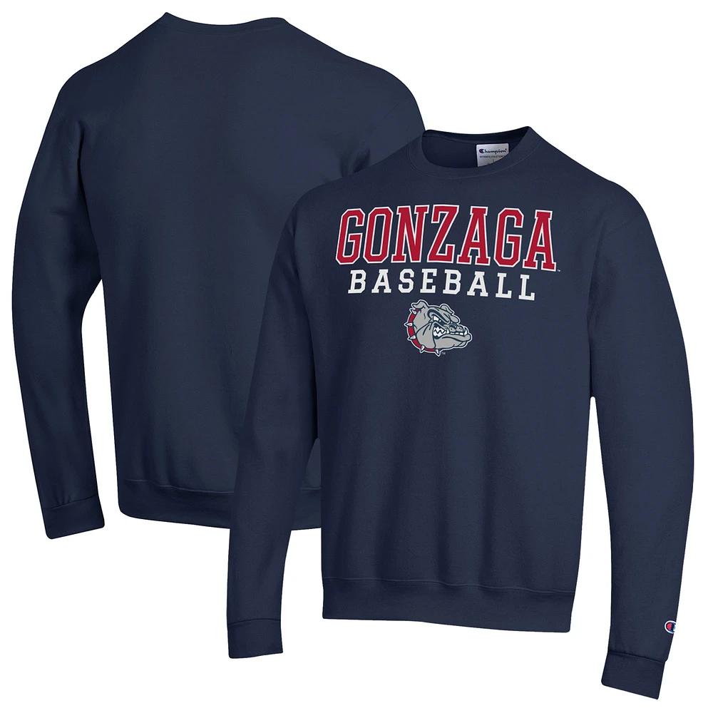 Men's Champion Navy Gonzaga Bulldogs Stack Baseball Powerblend Pullover Sweatshirt