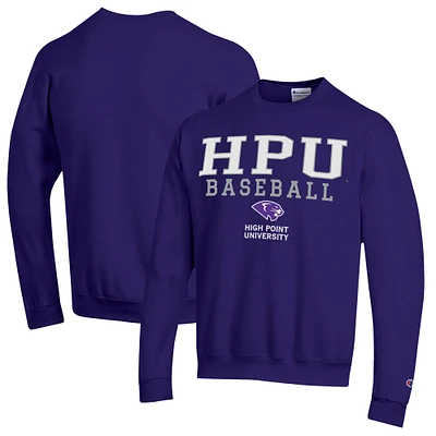 Men's Champion Purple High Point Panthers Stack Baseball Powerblend Pullover Sweatshirt