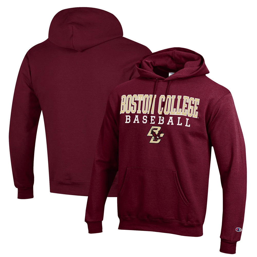 Men's Champion Maroon Boston College Eagles Stack Baseball Powerblend Pullover Hoodie