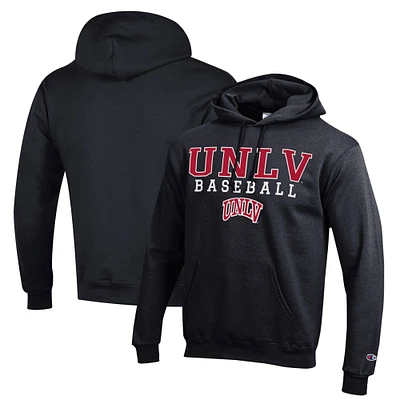 Men's Champion Black UNLV Rebels Stack Baseball Powerblend Pullover Hoodie