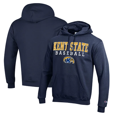 Men's Champion Navy Kent State Golden Flashes Stack Baseball Powerblend Pullover Hoodie