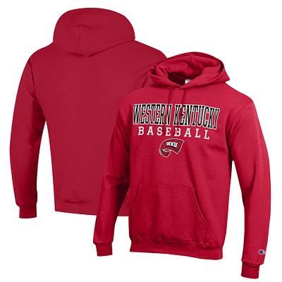 Men's Champion Red Western Kentucky Hilltoppers Stack Baseball Powerblend Pullover Hoodie
