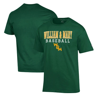 Men's Champion Green William & Mary Tribe Stack Baseball T-Shirt