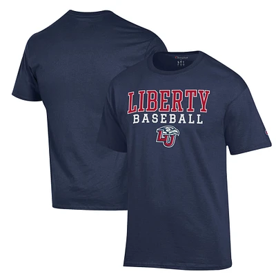 Men's Champion Navy Liberty Flames Stack Baseball T-Shirt