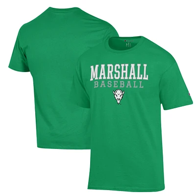 Men's Champion Kelly Green Marshall Thundering Herd Stack Baseball T-Shirt