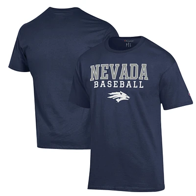 Men's Champion  Navy Nevada Wolf Pack Stack Baseball T-Shirt
