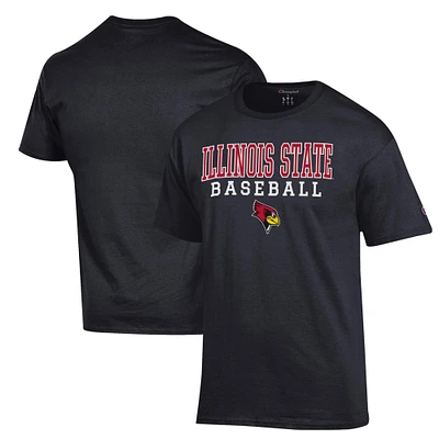 Men's Champion Black Illinois State Redbirds Stack Baseball T-Shirt
